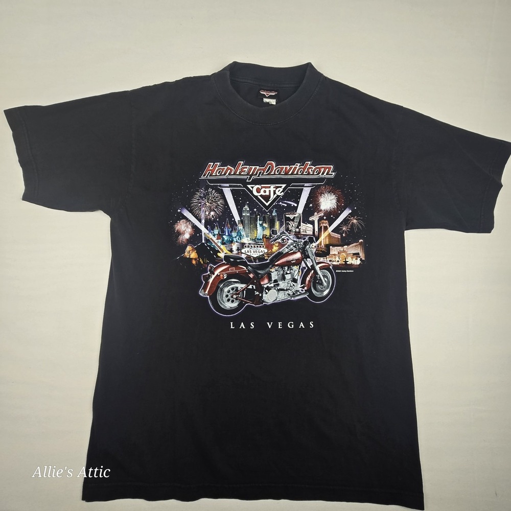Harley Davidson T Shirt‎ Cafe Las Vegas NV Red Motorcycle Black Biker Mens XL